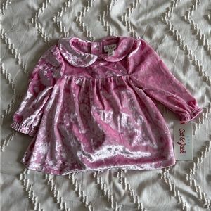 Cat&Jack Pink Crushed Velvet Velour 2piece Dress and Diaper undies NWT Sz. 3-6mo